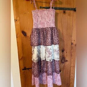 Francesca's Collections Pink and purple Tiered Dress size medium